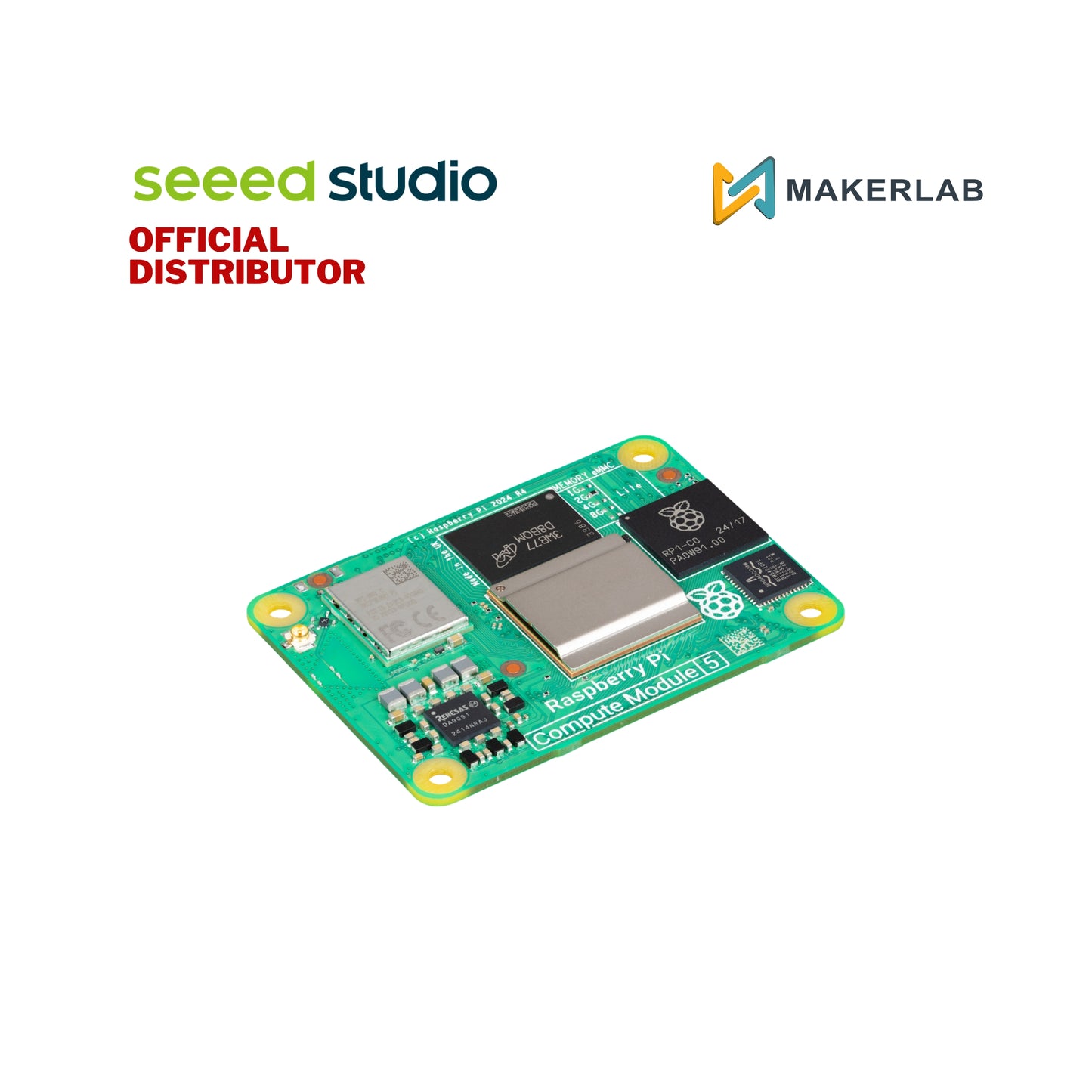 Seeed Raspberry Pi Compute Module 5 16GB RAM, 64GB eMMC, 2.4/5.0GHz Wi-Fi & Bluetooth 5.0