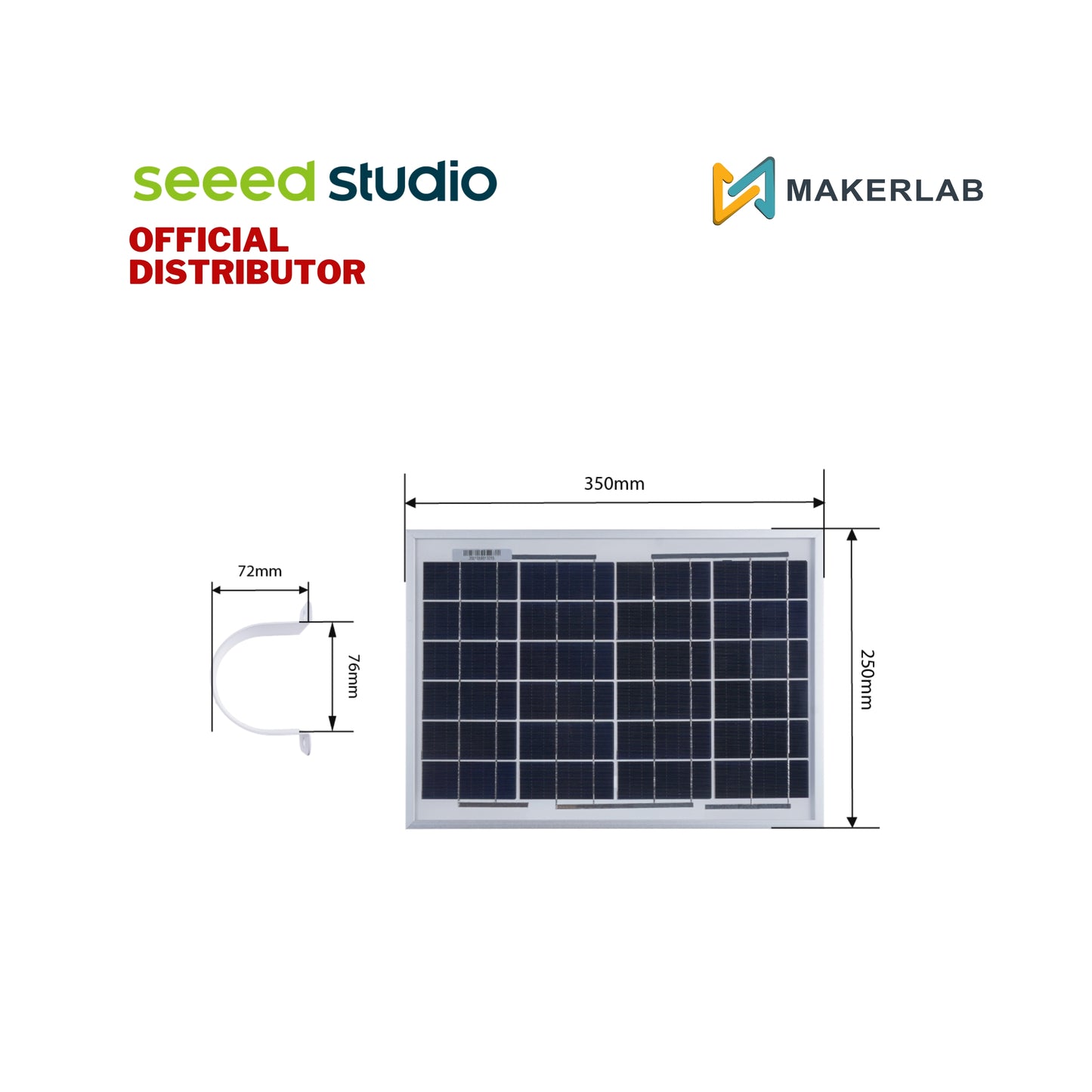 Seeed Studio High-efficiency Waterproof PV-12W Solar Panel, w/ Brackets for Easy Installation