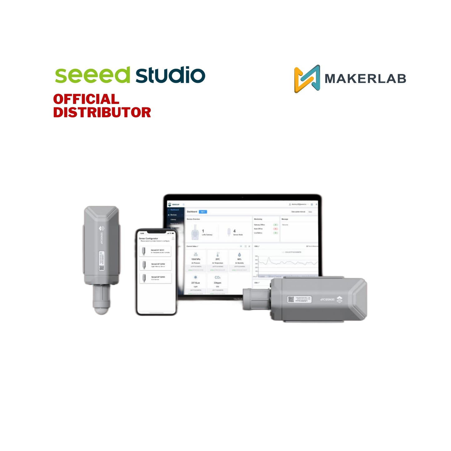 Seeed Studio SenseCAP S2103 LoRaWAN® CO2, Temperature, and Humidity Sensor for Outdoor & Indoor Air Quality, CO2 Meter, Carbon Emission