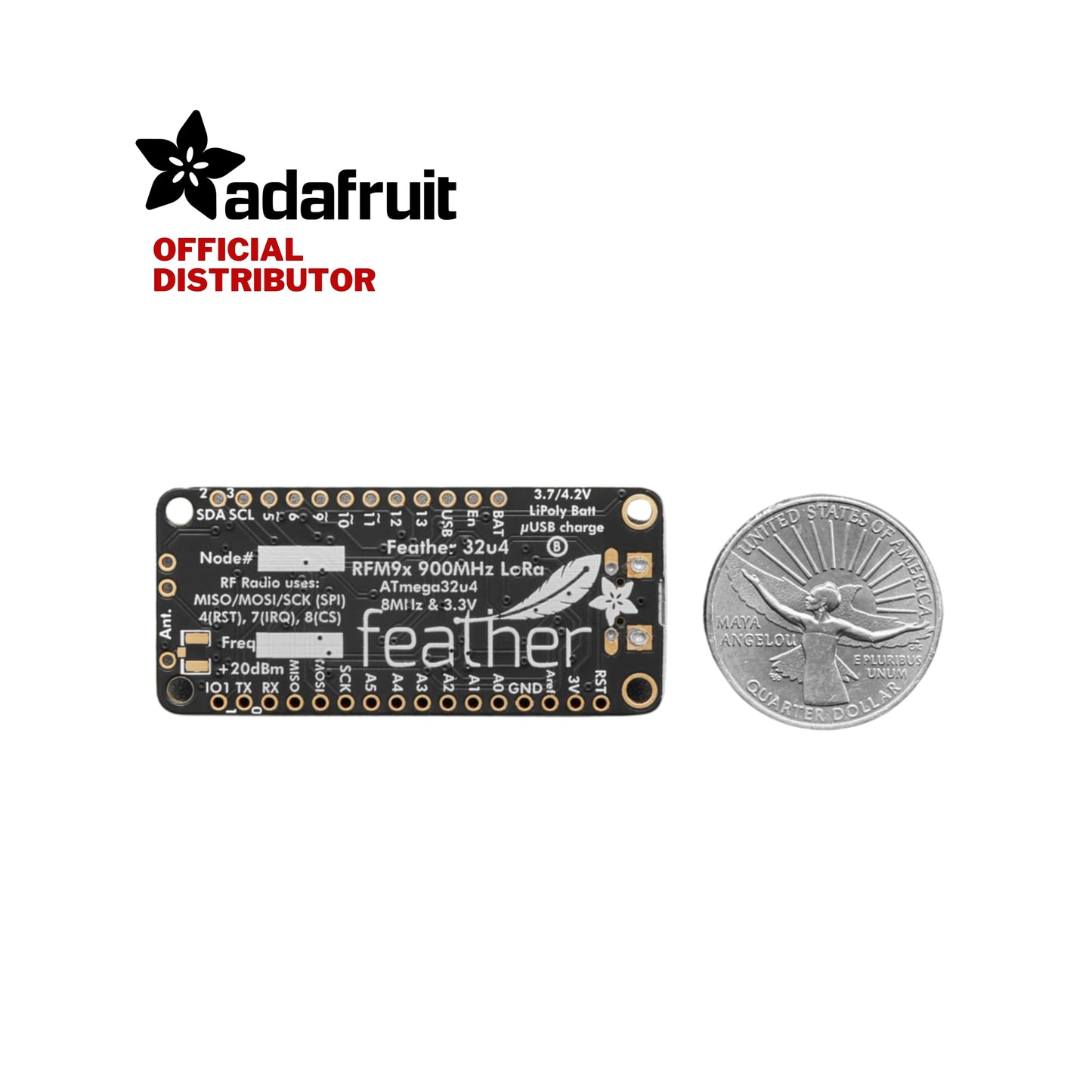 Adafruit Feather 32u4 RFM95 LoRa Radio- 868 or 915 MHz - RadioFruit