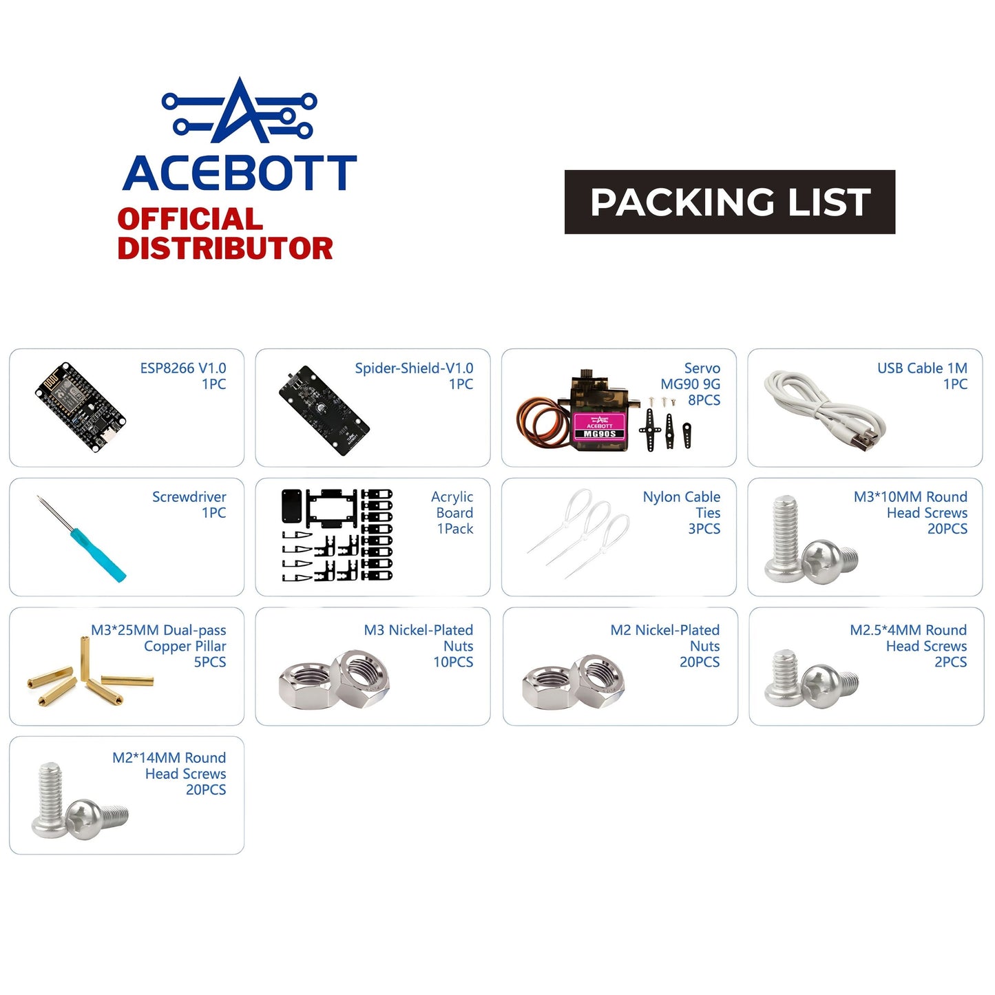 ACEBOTT ESP8266 Quadruped Bionic Spider Robot Kit