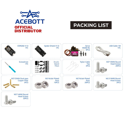 ACEBOTT ESP8266 Quadruped Bionic Spider Robot Kit