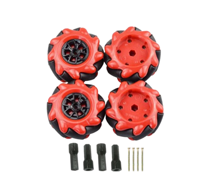 60mm Mecanum Wheel Set Omnidirectional Smart Robot Car with 6.7mm coupling and Screw Black Red