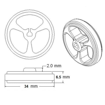 60mm N20 Wheel | 28.6mm 3Pi MiniQ Wheel for N20 DC Motor